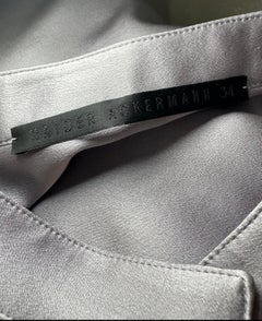 Haider Ackermann Metallic Silver Silk Charmeuse Oversized Shirt FR 34 Mandarin