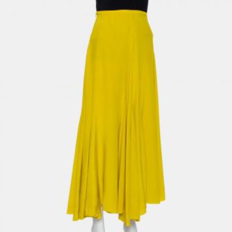 Haider Ackermann Mustard Yellow Silk Flared Maxi Skirt S In Excellent Condition For Sale In Dubai, Al Qouz 2