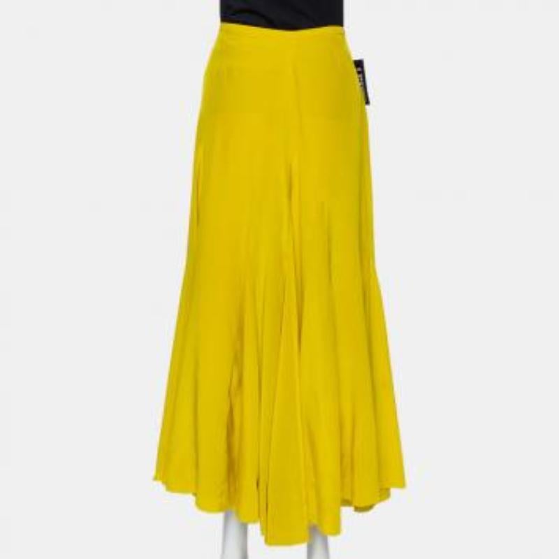 Haider Ackermann Mustard Yellow Silk Flared Maxi Skirt S For Sale 1