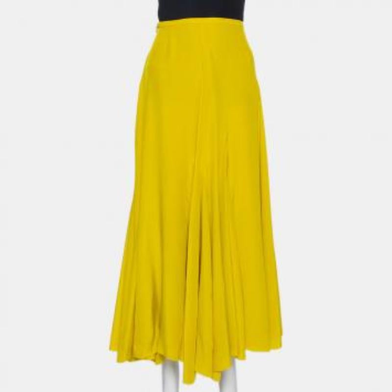 Haider Ackermann Mustard Yellow Silk Flared Maxi Skirt S For Sale 2