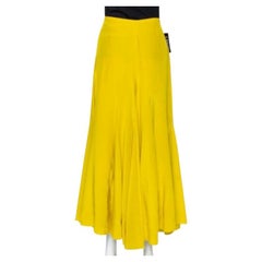 Haider Ackermann Mustard Yellow Silk Flared Maxi Skirt S
