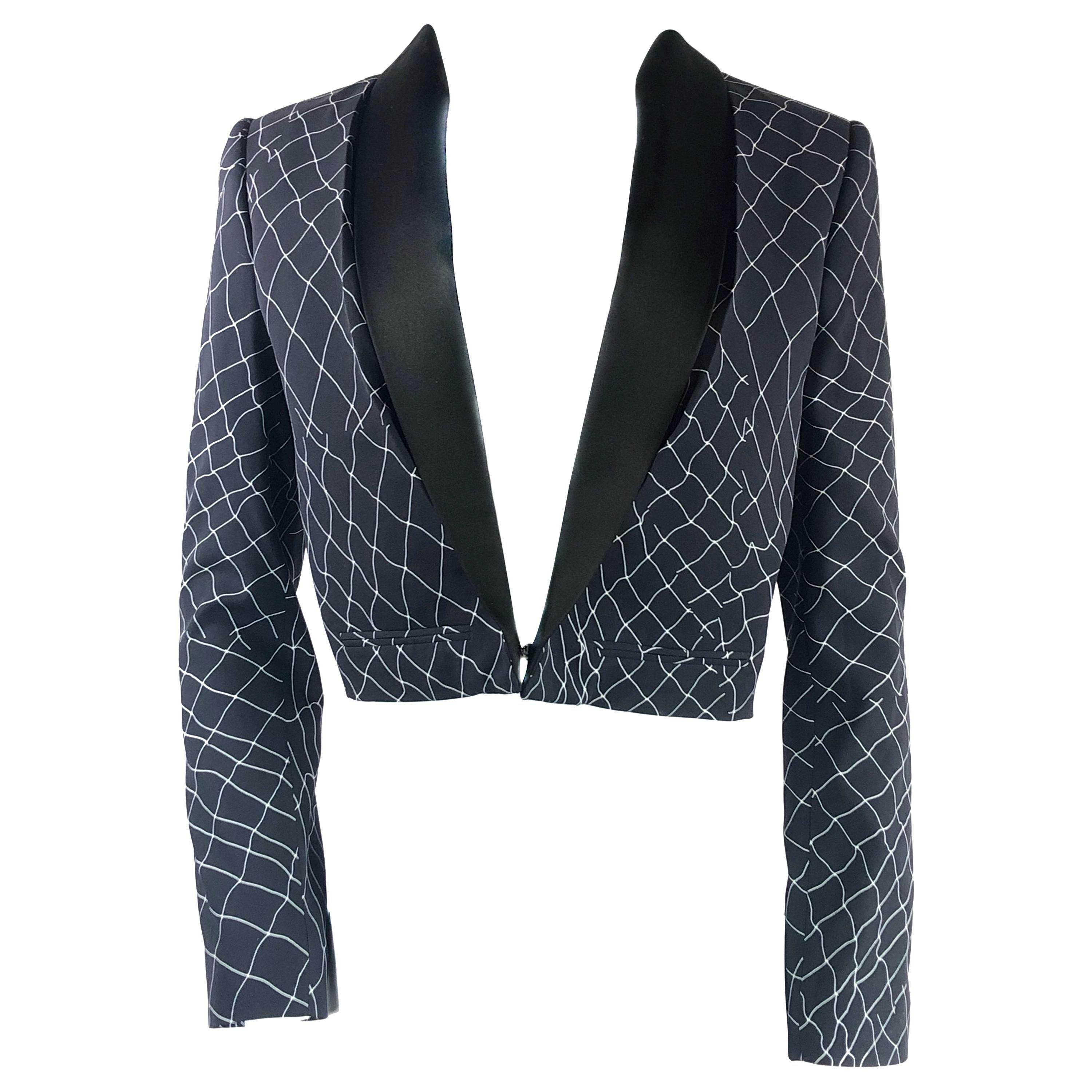 Haider Ackermann Navy and Black Tuxedo Blazer Jacket Size 38 For Sale