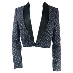 Vintage Haider Ackermann Navy and Black Tuxedo Blazer Jacket Size 38