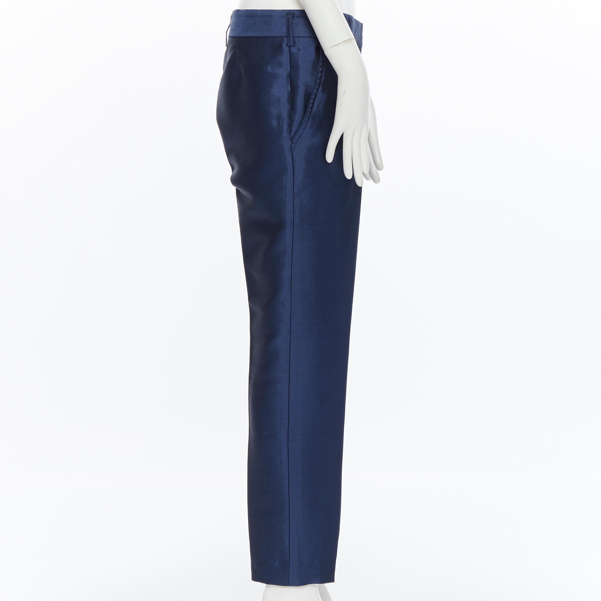 navy cropped trousers