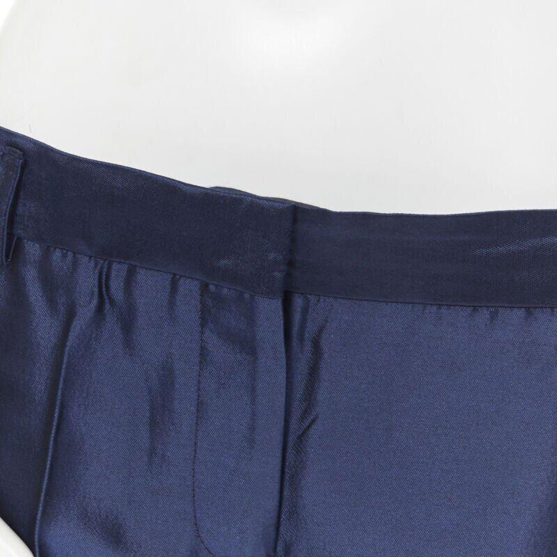 HAIDER ACKERMANN navy blue wool silk blend cropped trousers pants FR38 32