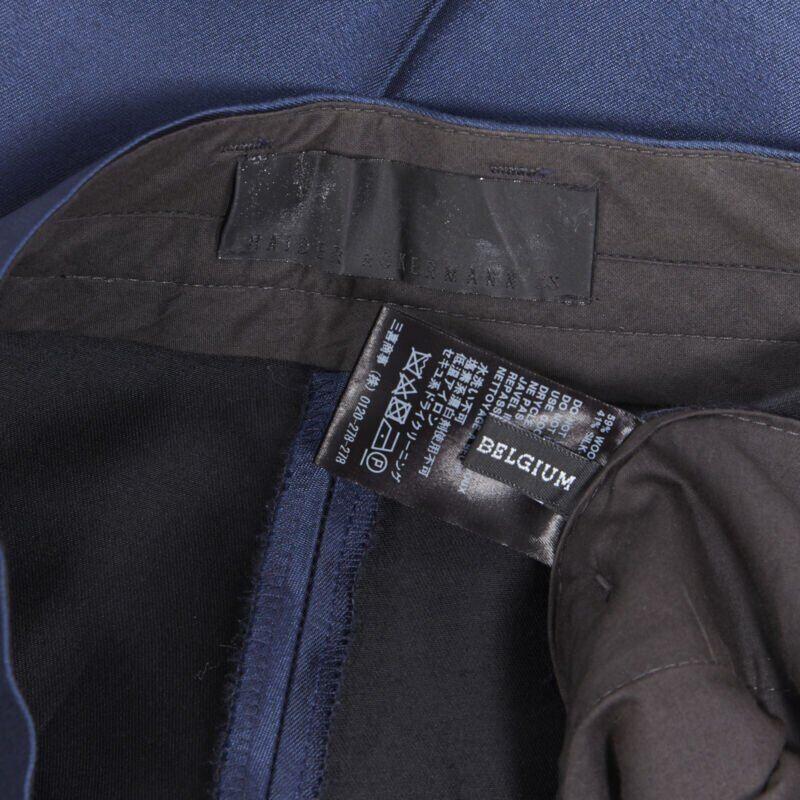 HAIDER ACKERMANN navy blue wool silk blend cropped trousers pants FR38 32