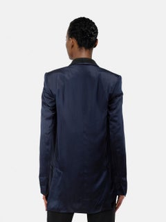 Haider Ackermann Navy Silk Blazer Size S