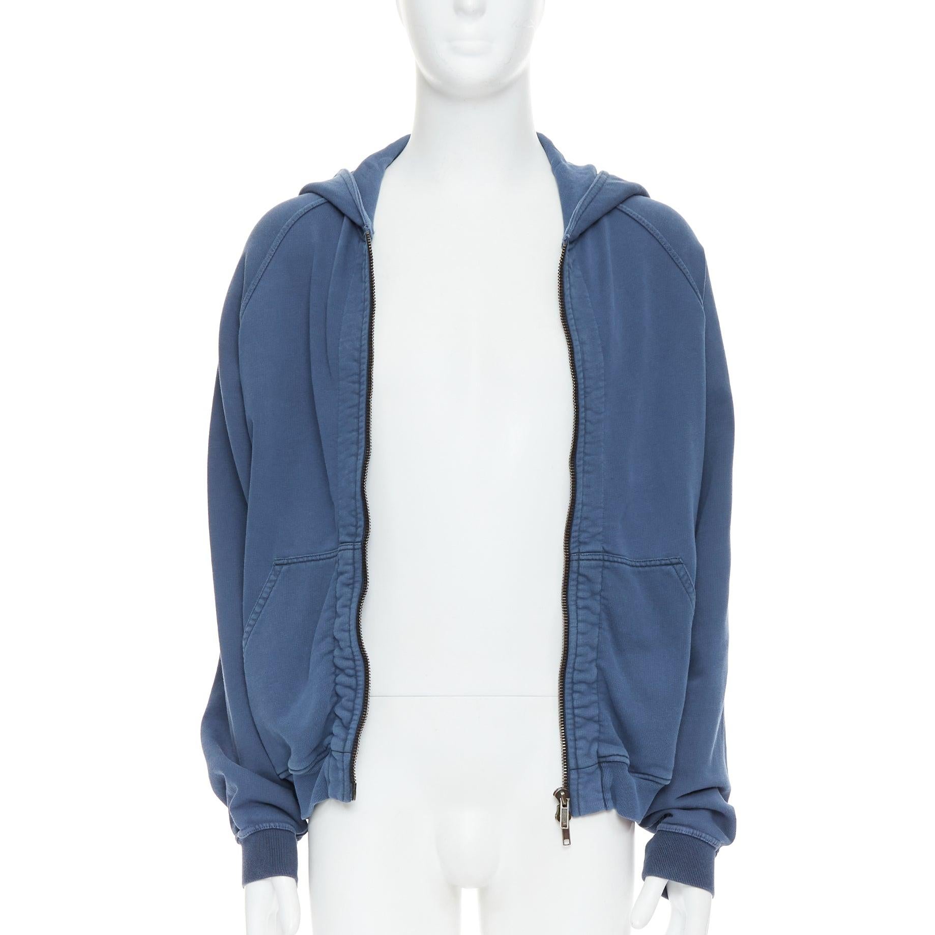 Blue HAIDER ACKERMANN Perth blue washed cotton zip up hoodie XS