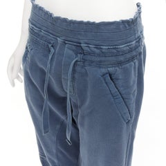 Haider Ackermann Perth, pantaloni jogger blu in tessuto lavato con pinces sul retro XS
