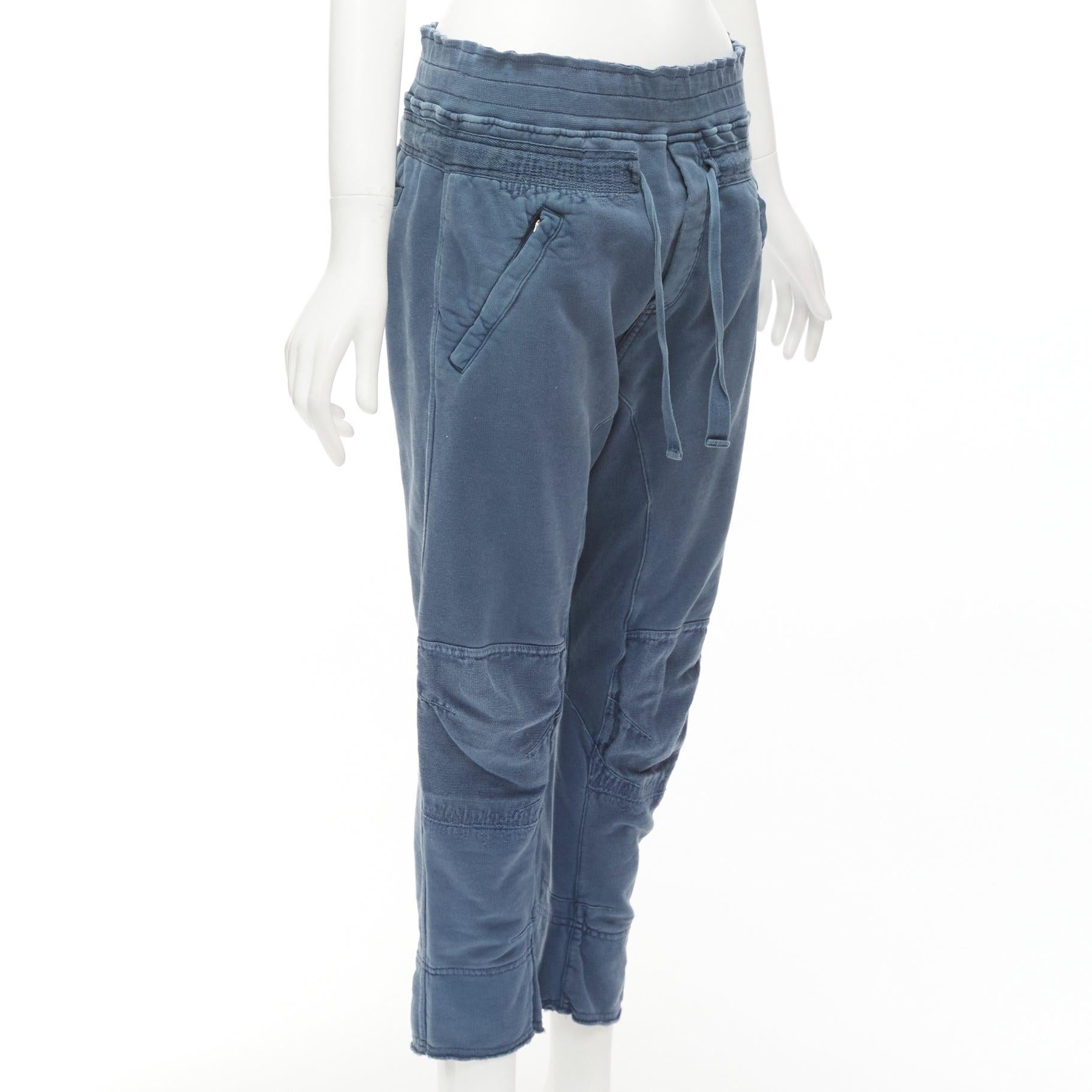 Gray HAIDER ACKERMANN Perth blue washed fabric darted panelled back jogger pants XS For Sale