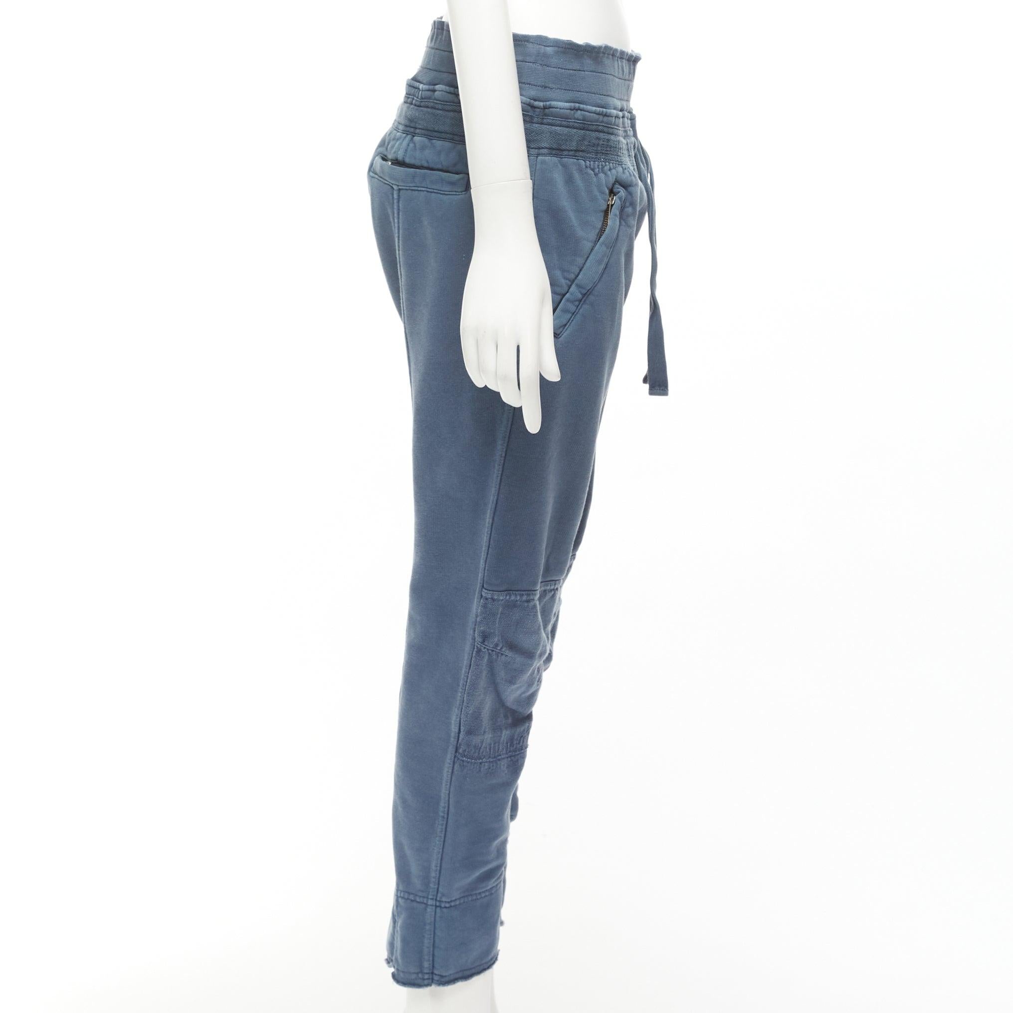HAIDER ACKERMANN Perth blue washed fabric darted panelled back jogger pants XS In Good Condition For Sale In Hong Kong, NT