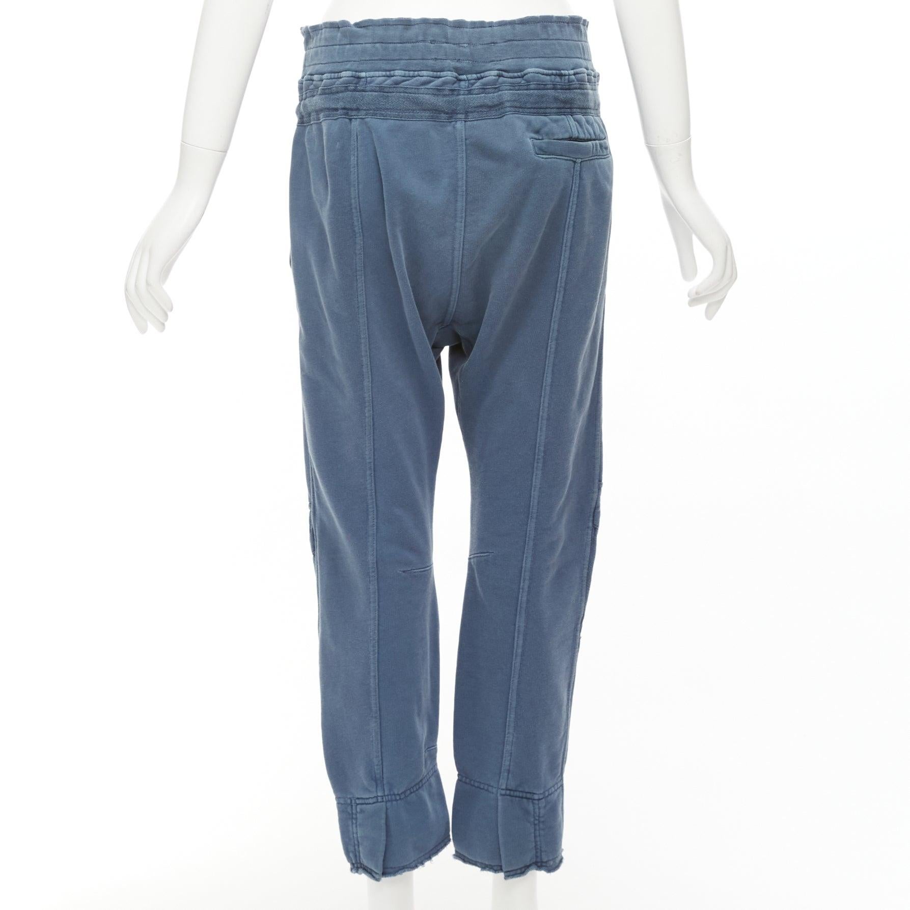 Men's HAIDER ACKERMANN Perth blue washed fabric darted panelled back jogger pants XS For Sale