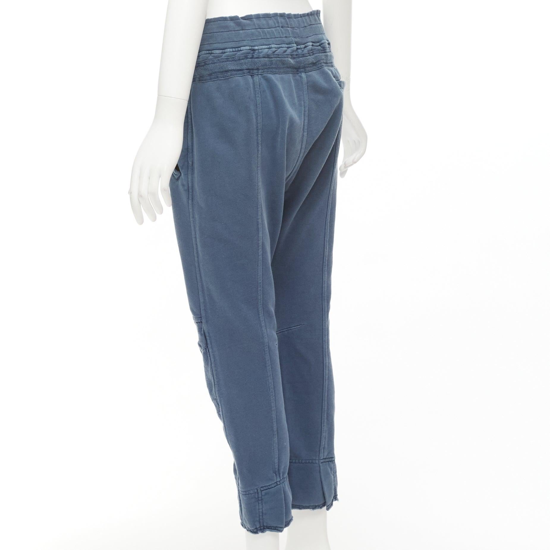 HAIDER ACKERMANN Perth blue washed fabric darted panelled back jogger pants XS For Sale 1