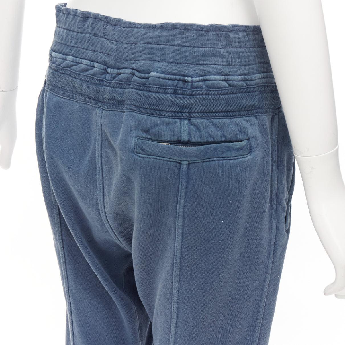 HAIDER ACKERMANN Perth blue washed fabric darted panelled back jogger pants XS For Sale 2