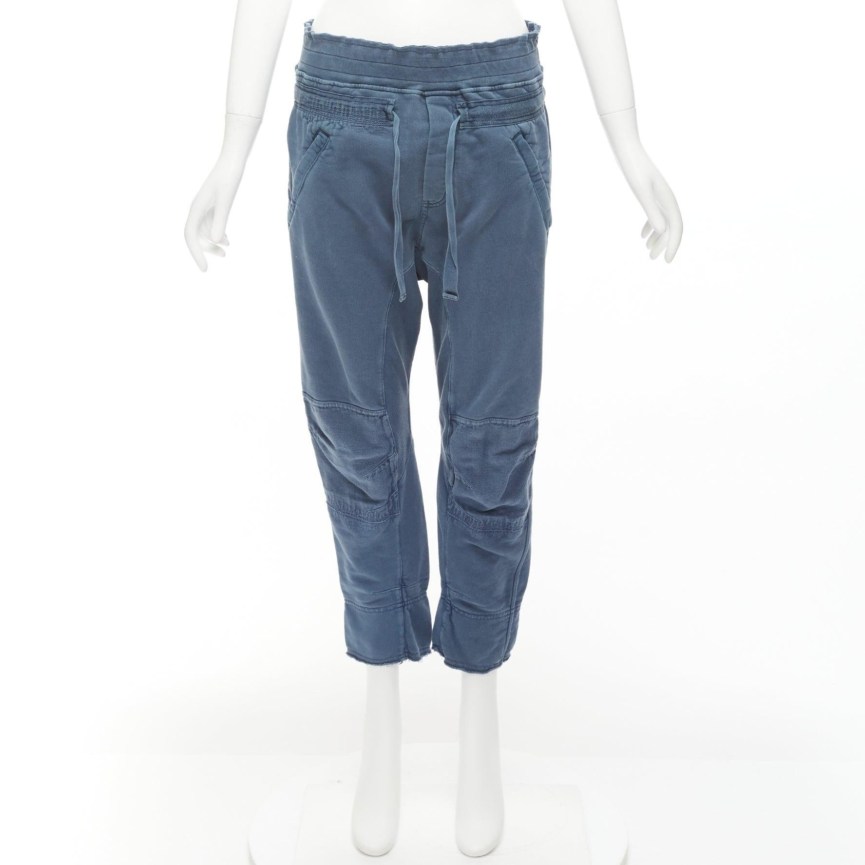 HAIDER ACKERMANN Perth blue washed fabric darted panelled back jogger pants XS For Sale 4