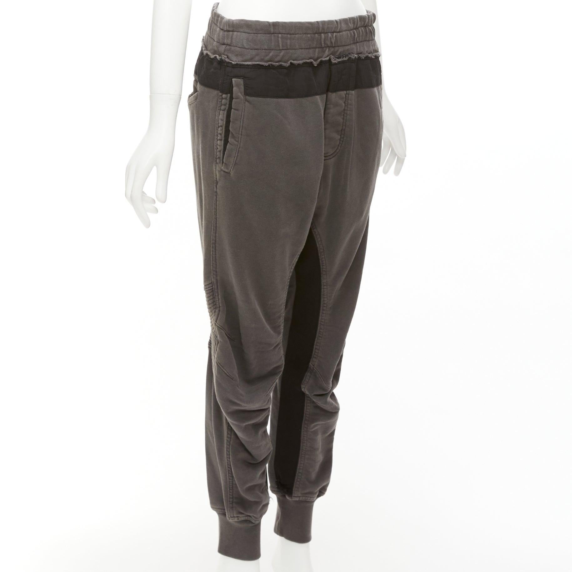 HAIDER ACKERMANN Pantalón jogger con paneles traseros de algodón lavado gris perla FR36 Negro en venta