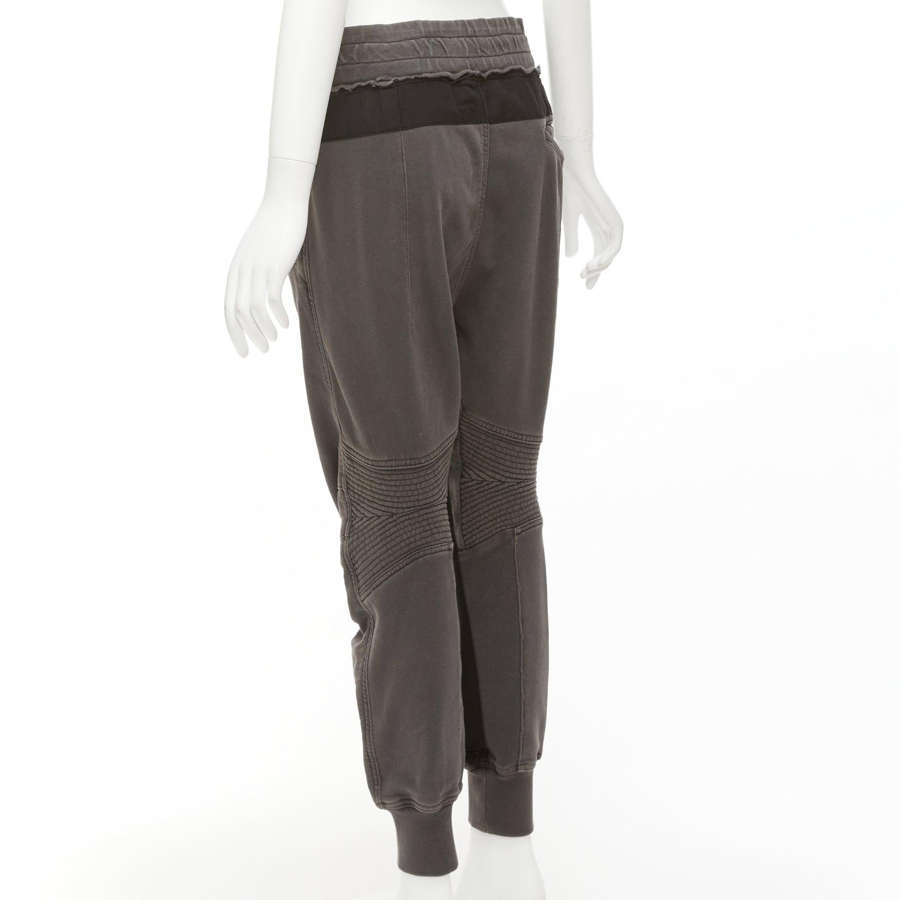 HAIDER ACKERMANN Perth grey washed cotton darted panelled back jogger pants FR36 For Sale 2