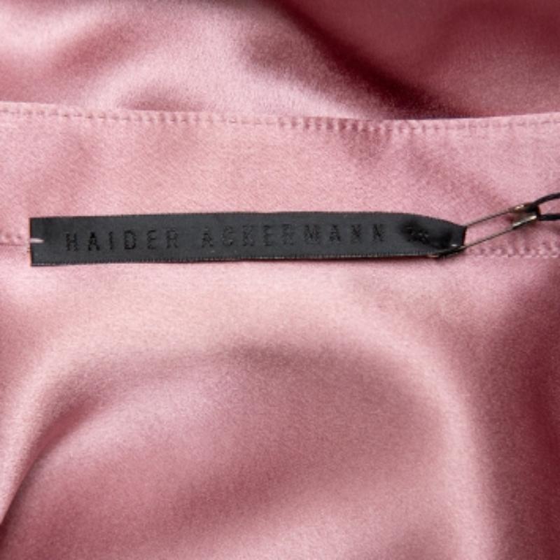 Haider Ackermann Pink Silk Satin Stand Collar Drop Shoulder Detail Dali Shirt M in vendita 3