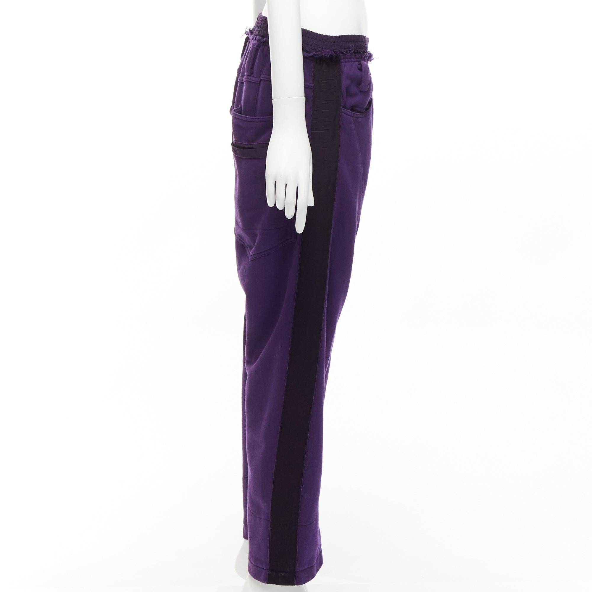 HAIDER ACKERMANN purple 100% washed cotton black trimmed darted joggers S In Good Condition For Sale In Hong Kong, NT