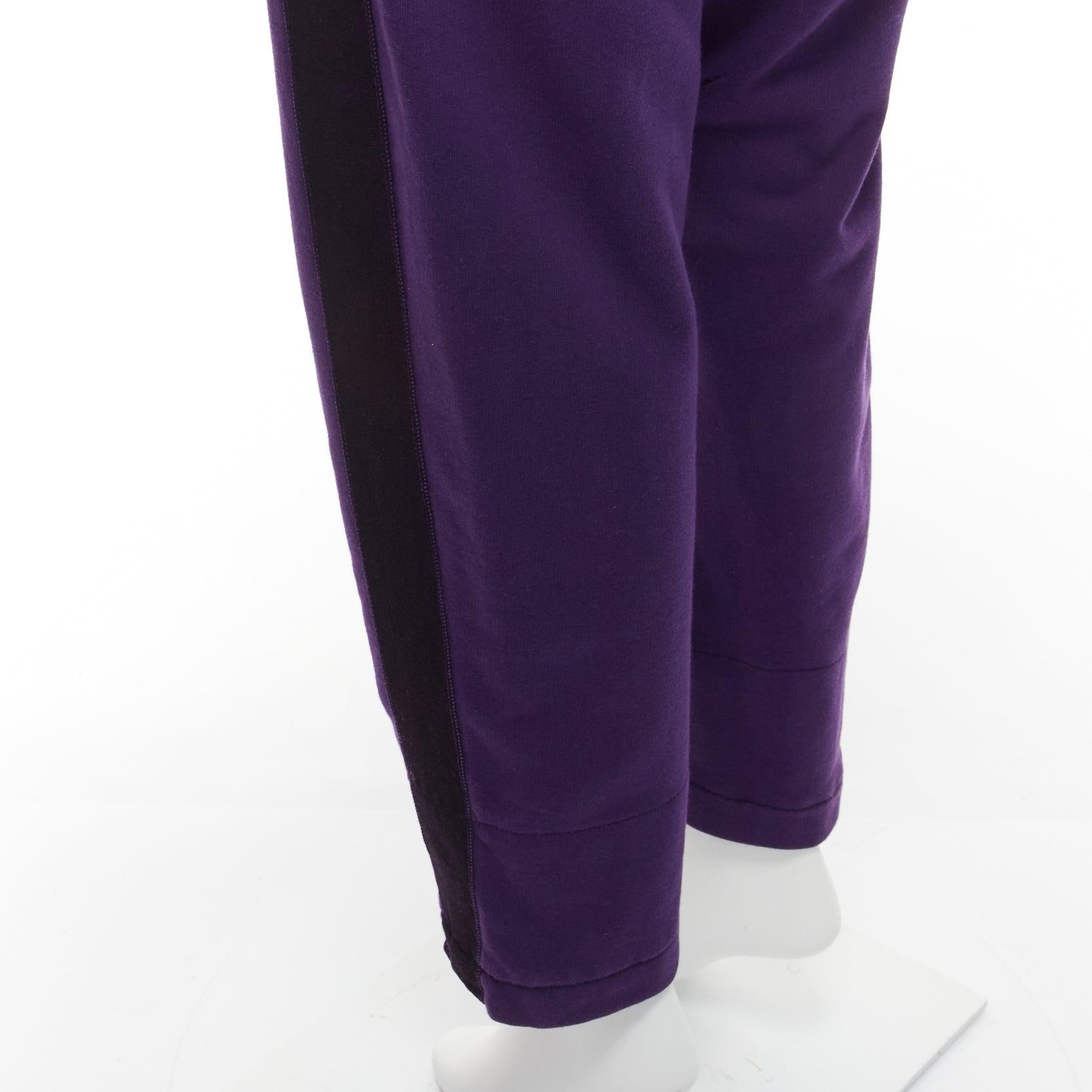 HAIDER ACKERMANN purple 100% washed cotton black trimmed darted joggers S For Sale 2