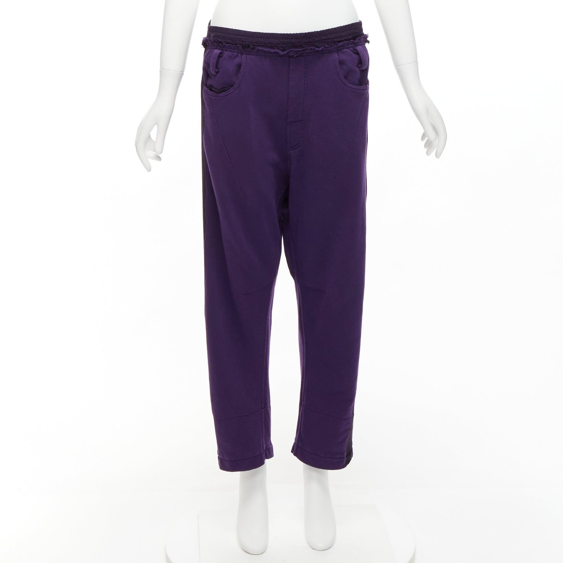 HAIDER ACKERMANN purple 100% washed cotton black trimmed darted joggers S For Sale 4