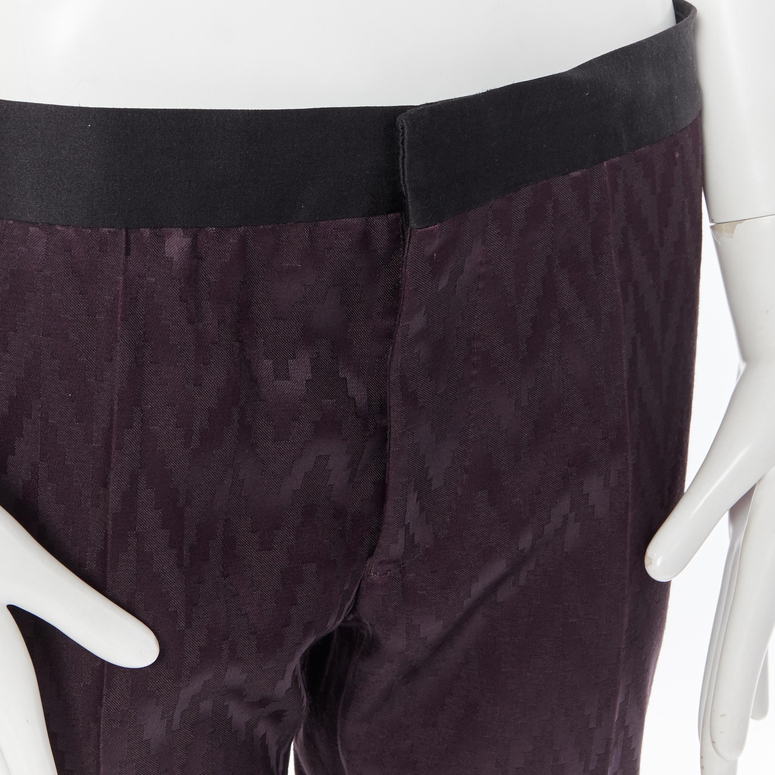 HAIDER ACKERMANN purple chevon jacquard wool silk silk band trousers pants S 2