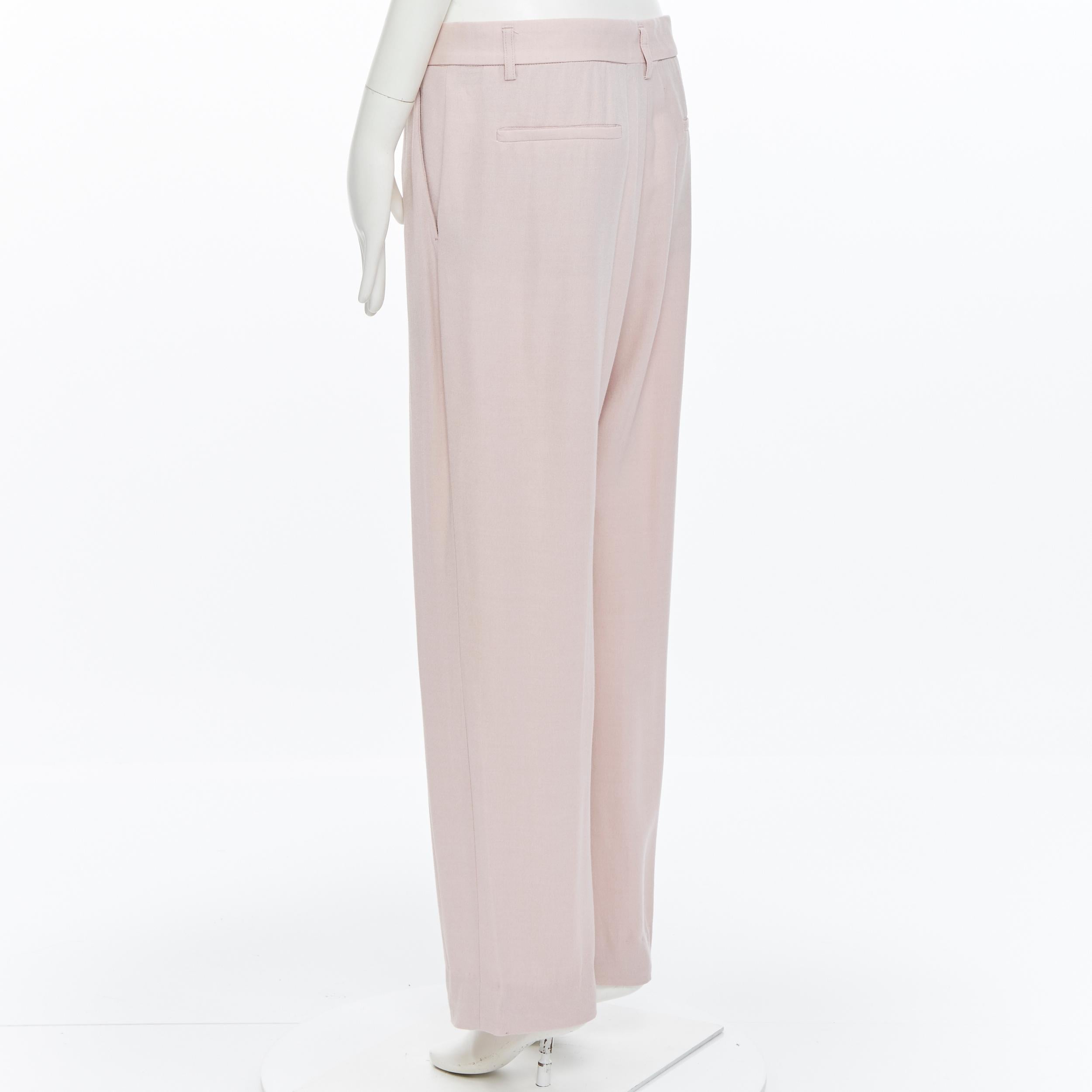 Gray HAIDER ACKERMANN rayon  wool blush pink wide leg trousers FR38 For Sale