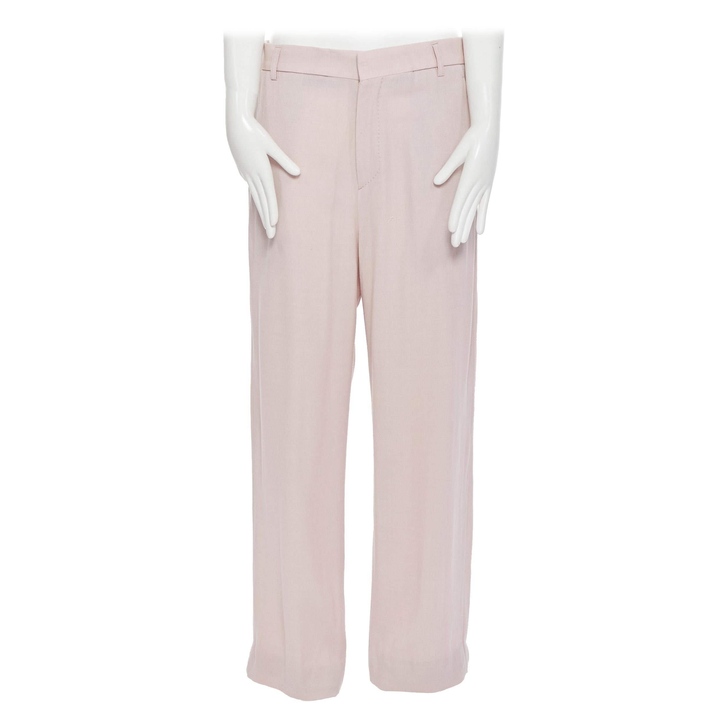 HAIDER ACKERMANN rayon  wool blush pink wide leg trousers FR38 For Sale