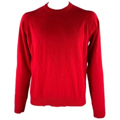 HAIDER ACKERMANN Red Knit Wool Cashmere Ribbed Sweater