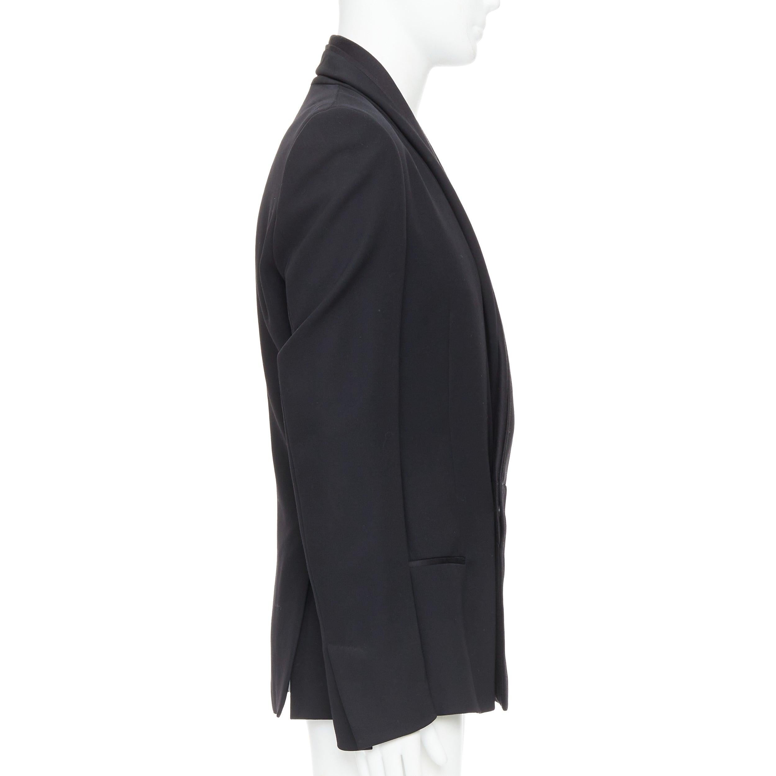 HAIDER ACKERMANN Runway black fleece wool cotton silk shawl blazer S In Good Condition For Sale In Hong Kong, NT