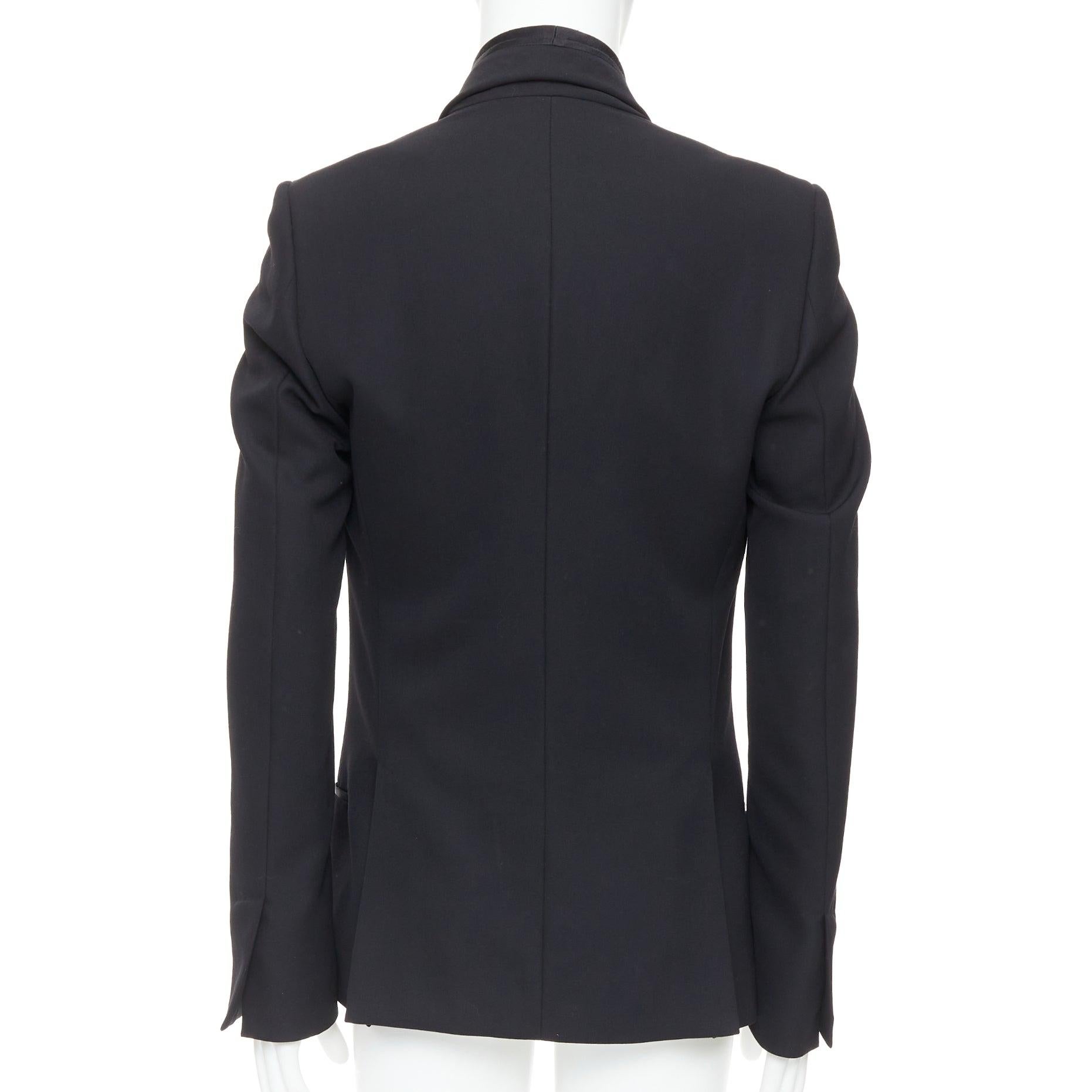 Men's HAIDER ACKERMANN Runway black fleece wool cotton silk shawl blazer S For Sale
