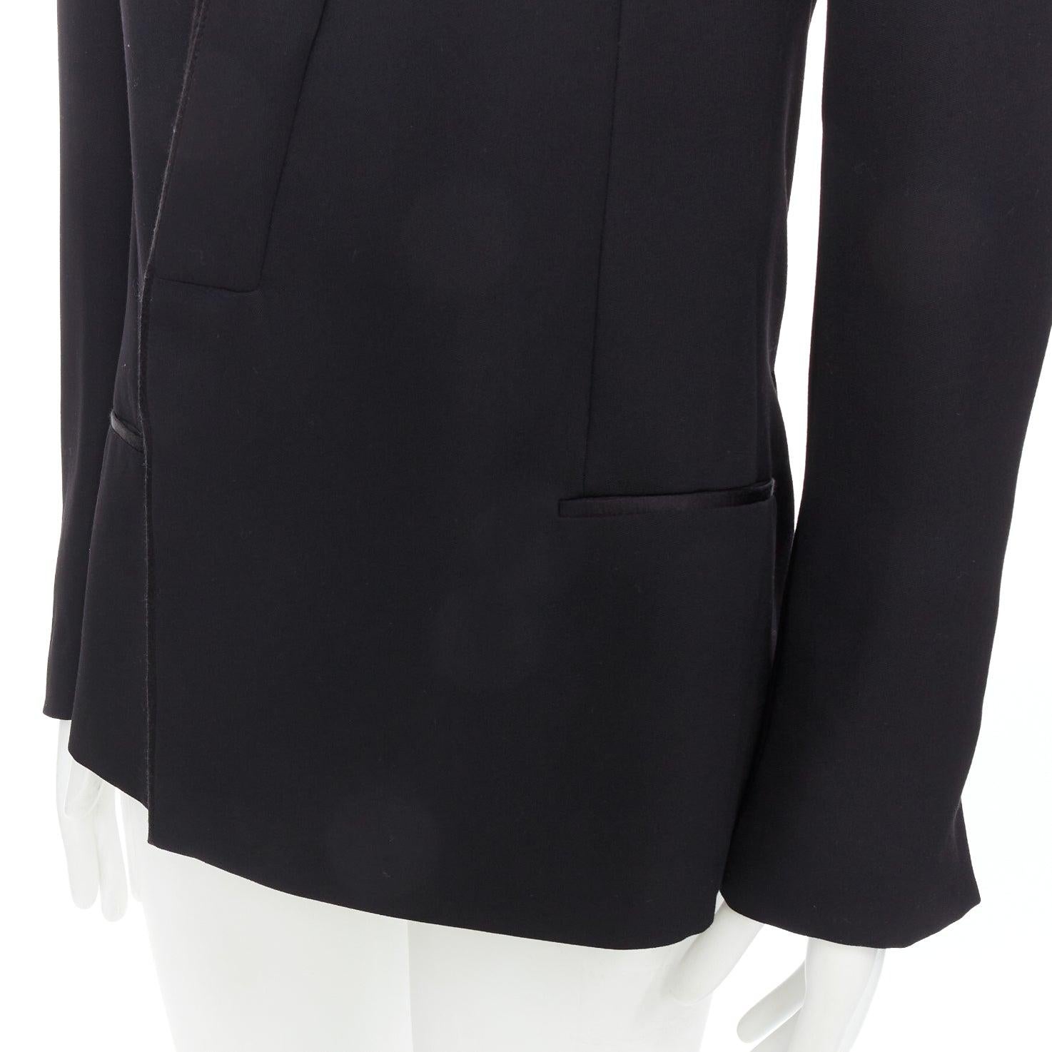 HAIDER ACKERMANN Runway black fleece wool cotton silk shawl blazer S For Sale 2