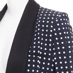 HAIDER ACKERMANN Runway black white polka dot long satin lapel blazer FR36 S