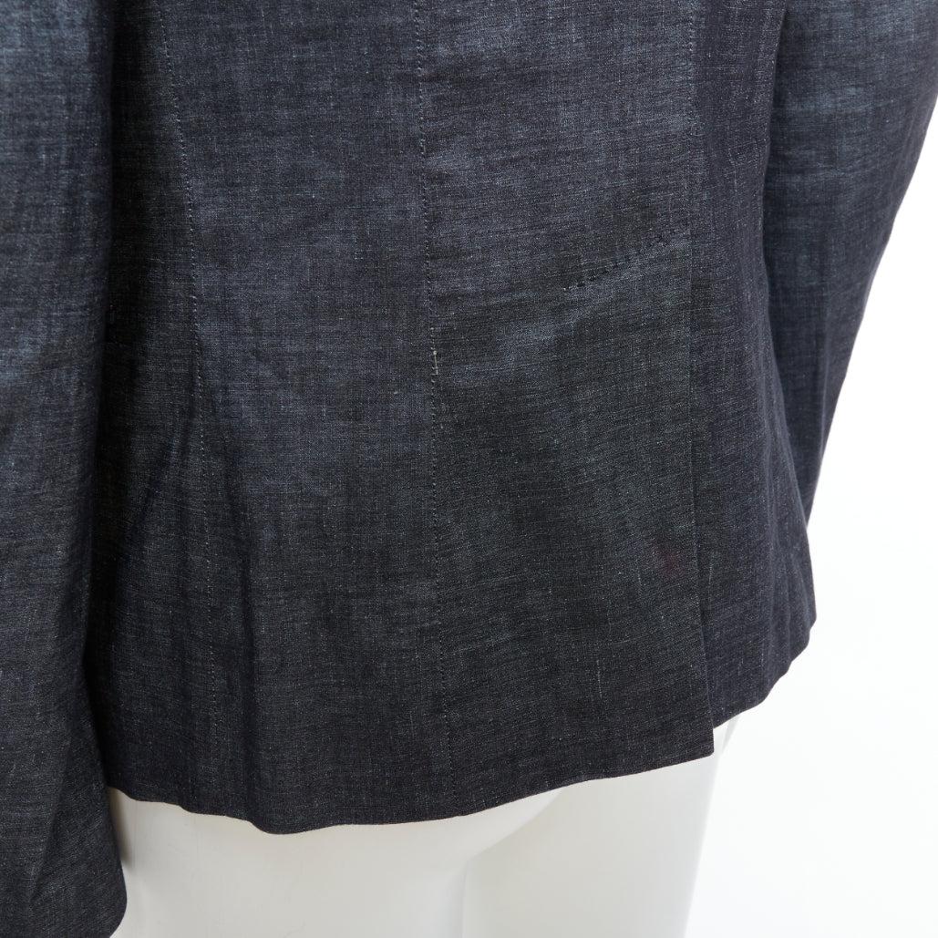HAIDER ACKERMANN Runway dark blue linen cotton shawl blazer jacket M For Sale 2