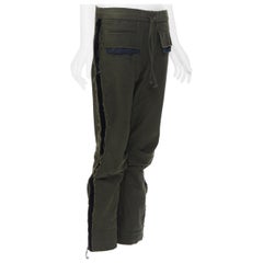 HAIDER ACKERMANN Runway Sample grey stuff cotton military drop crotch pant FR36