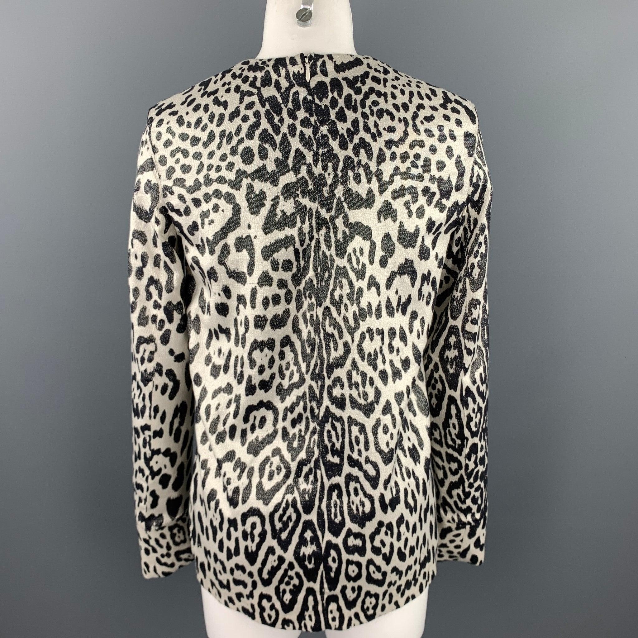 Women's HAIDER ACKERMANN Silver & Black Leopard Print Silk Blend Blouse For Sale