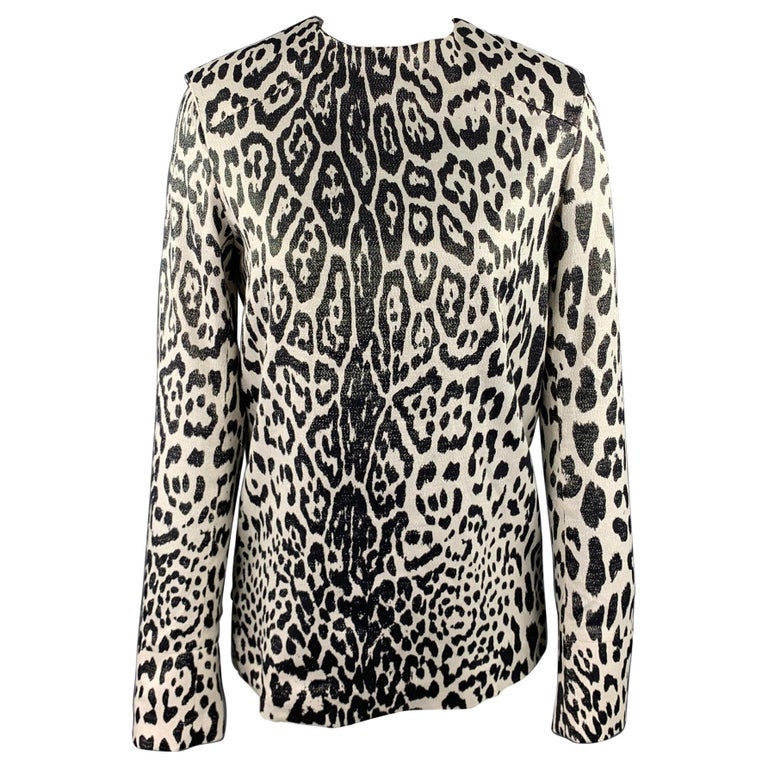 HAIDER ACKERMANN Silver and Black Leopard Print Silk Blend Blouse For ...