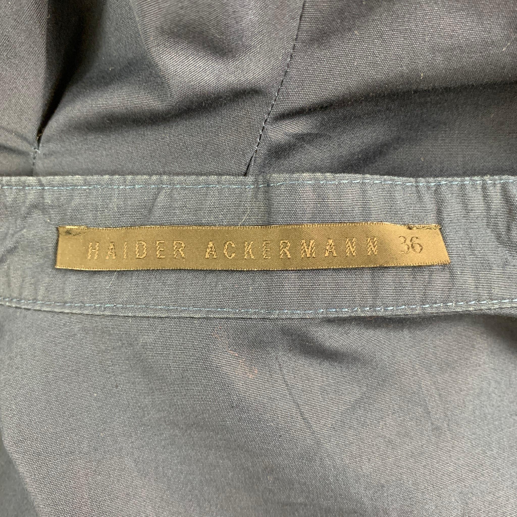 Women's HAIDER ACKERMANN Size 0 Navy Cotton Pleated Peplum Casual Top
