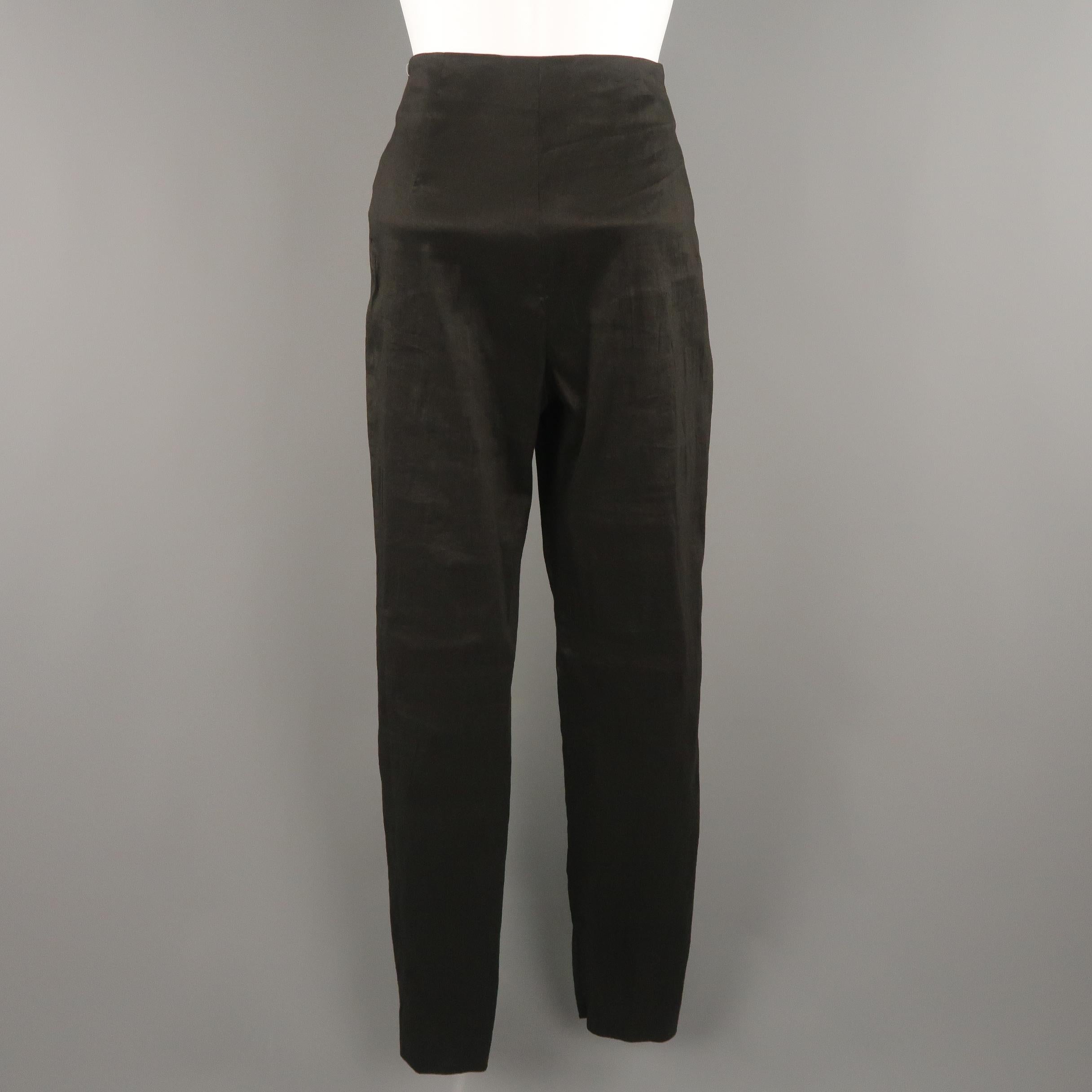 HAIDER ACKERMANN Size 2 Black Linen Blend Textured High Rise Skinny Pants In Excellent Condition In San Francisco, CA