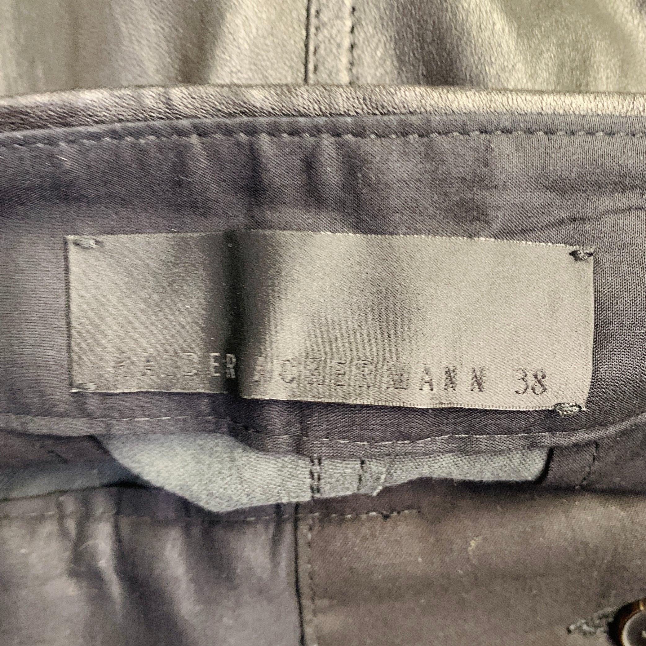 HAIDER ACKERMANN Talla 28 Negro Blanco Oro Jacquard Mezcla de Poliéster Pantalones de vestir ajustados en venta 1