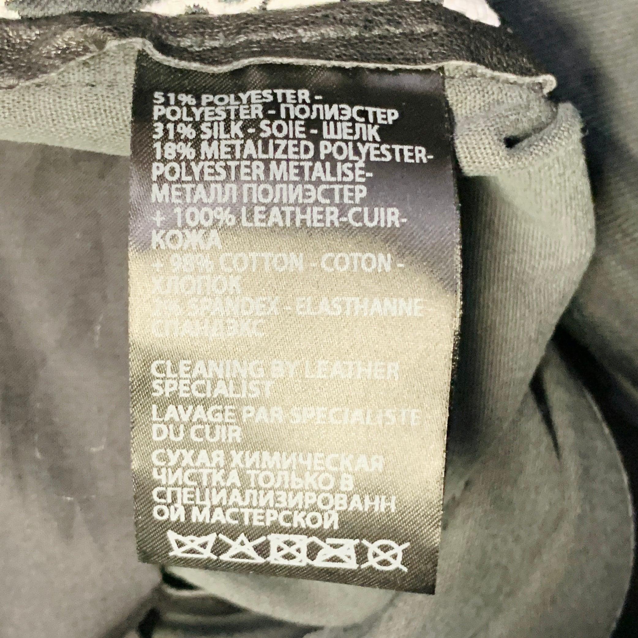 HAIDER ACKERMANN Talla 28 Negro Blanco Oro Jacquard Mezcla de Poliéster Pantalones de vestir ajustados en venta 2
