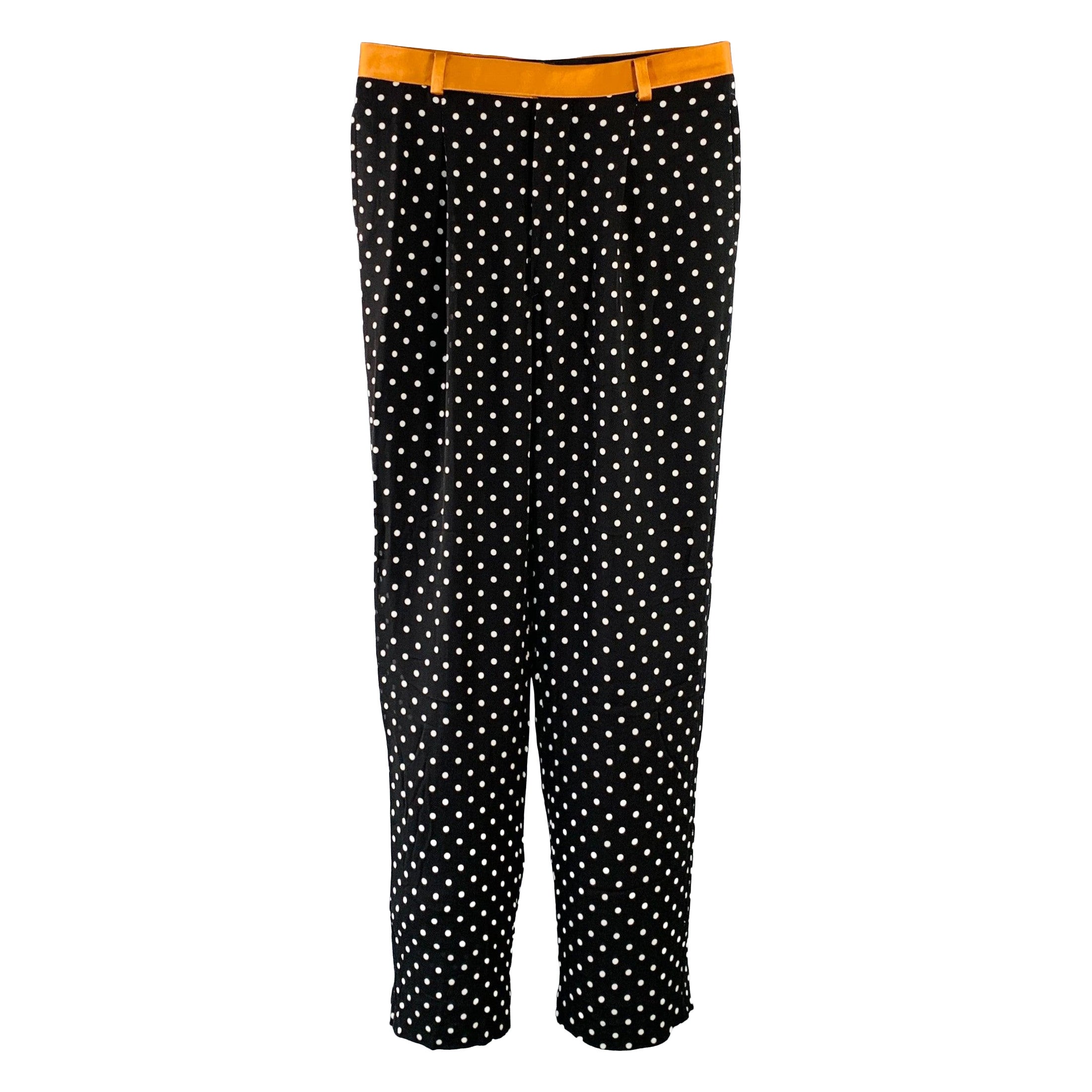 HAIDER ACKERMANN Size 30 Black White Polka Dot Viscose Silk Casual Pants