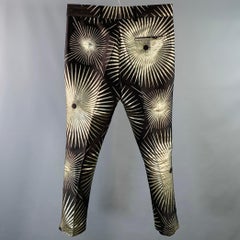 HAIDER ACKERMANN Size 32 Black Gold Jacquard Silk Blend Sunburst Cropped Casual Pants