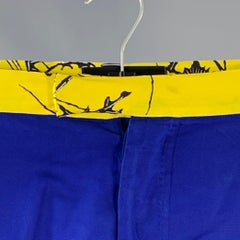 HAIDER ACKERMANN Size 32 Blue Yellow Black Wool Blend Button Fly Casual Pants
