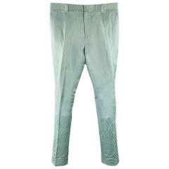 HAIDER ACKERMANN Size 32 Green Herringbone Jacquard Linen Silk Cropped Casual Pants