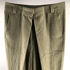 HAIDER ACKERMANN Talla 32 Verde Oliva Mezcla De Viscosa Pantalones Casual Envejecidos