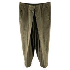 HAIDER ACKERMANN Talla 32 Verde Oliva Mezcla De Viscosa Pantalones Casual Envejecidos