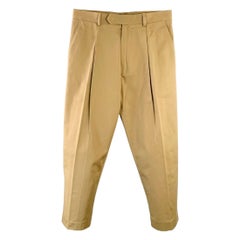 HAIDER ACKERMANN Size 32 Khaki Cotton Pleated Cropped Casual Pants HAIDER ACKERMANN Size 32 Khaki Cotton Pleated Cropped Casual Pants