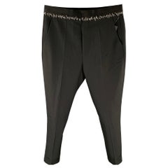 HAIDER ACKERMANN Size 33 Black White Contrast Stitch Silk Cotton Dress Pants