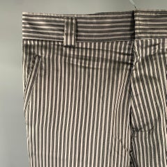 HAIDER ACKERMANN Size 33 Silver Black Tandem Stripe Silk Tapered Dress Pants